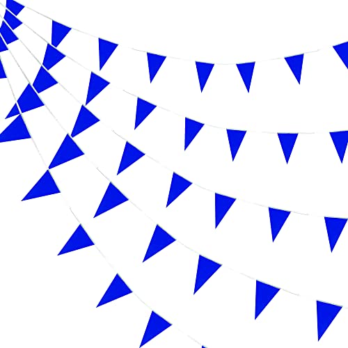 Consummate Blue Pennant Banners (60 Flags, 2 Ropes of 50 ft) - Hanging Triangle Bunting for Party Decorations - 7x11 Inch Flags