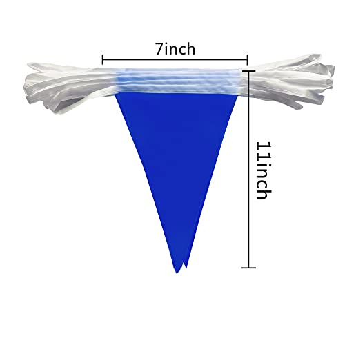 Consummate Blue Pennant Banners (60 Flags, 2 Ropes of 50 ft) - Hanging Triangle Bunting for Party Decorations - 7x11 Inch Flags