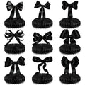 Containlol 9-Piece Black Bow Party Decorations with Honeycomb Centerpieces for Birthday, Bachelorette, Bridal Shower