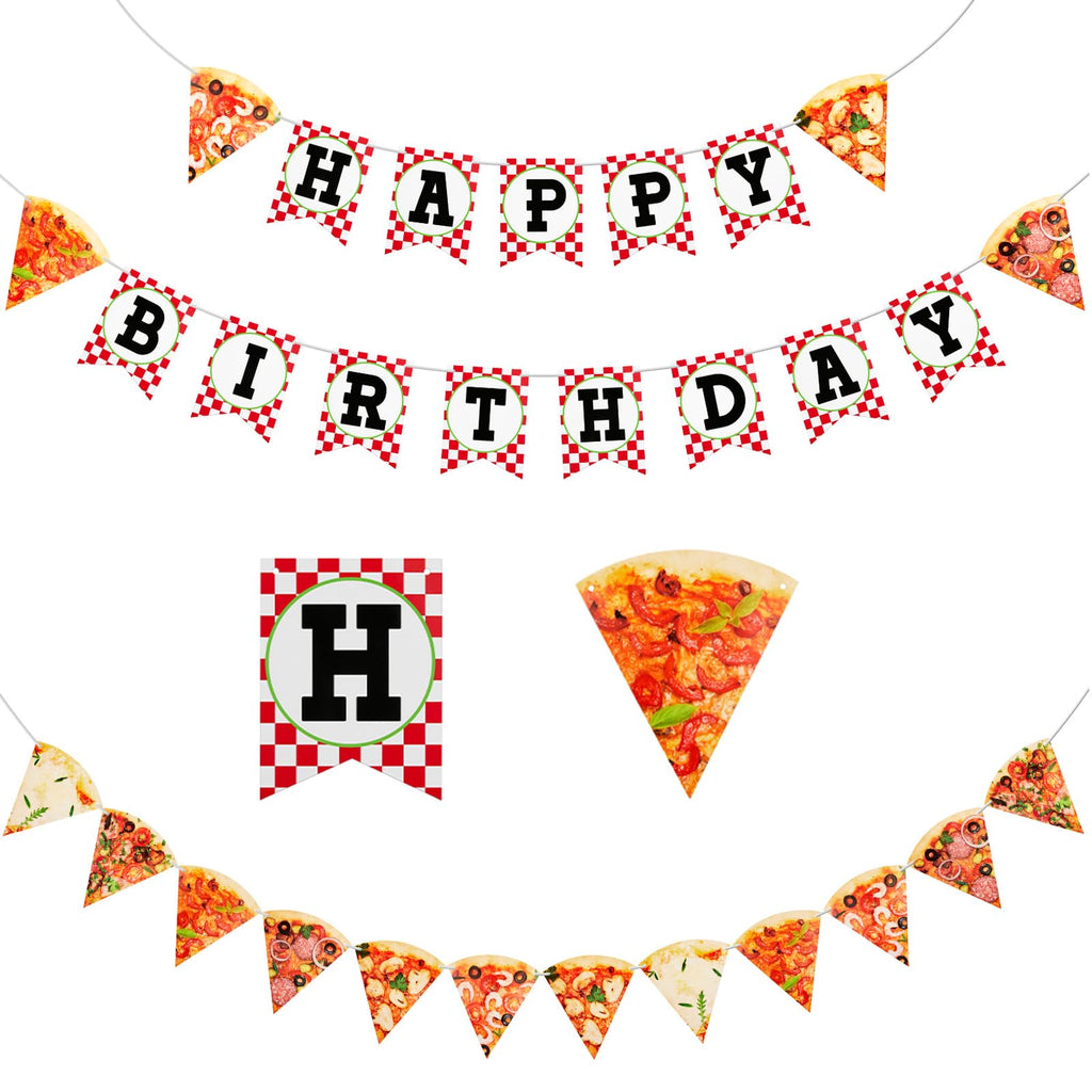 Containlol Pizza Party Decorations Set – 3 Pre-Assembled Cardboard Banners for Birthday & Events