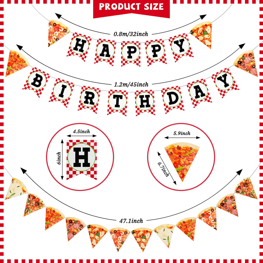 Containlol Pizza Party Decorations Set – 3 Pre-Assembled Cardboard Banners for Birthday & Events