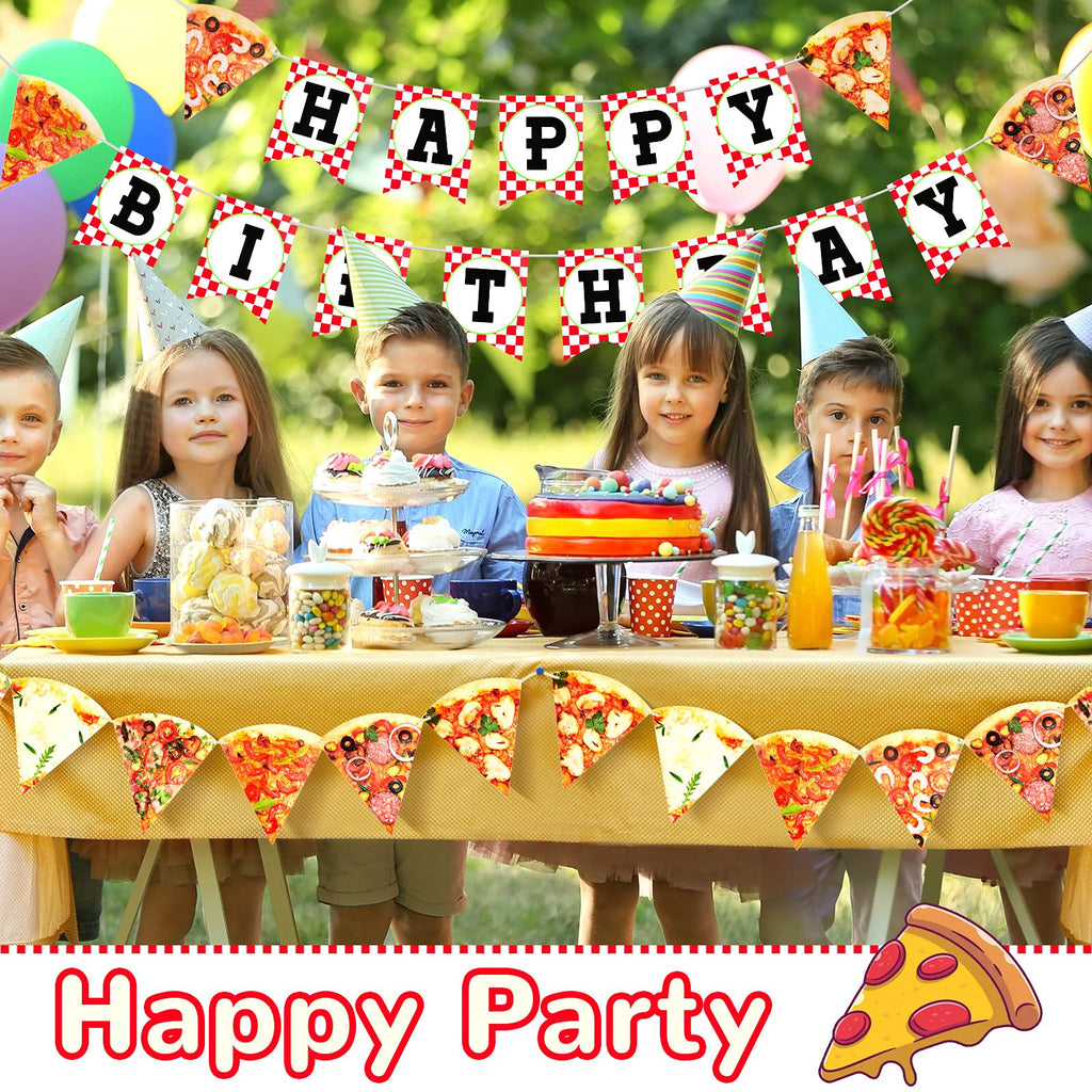 Containlol Pizza Party Decorations Set – 3 Pre-Assembled Cardboard Banners for Birthday & Events