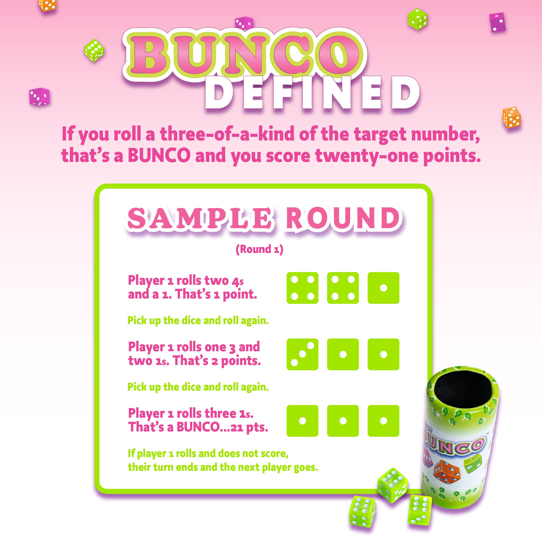 Continuum Games Retro Bunco Game Kit Party Box – Complete Set for 2-12 Players, Ages 13+