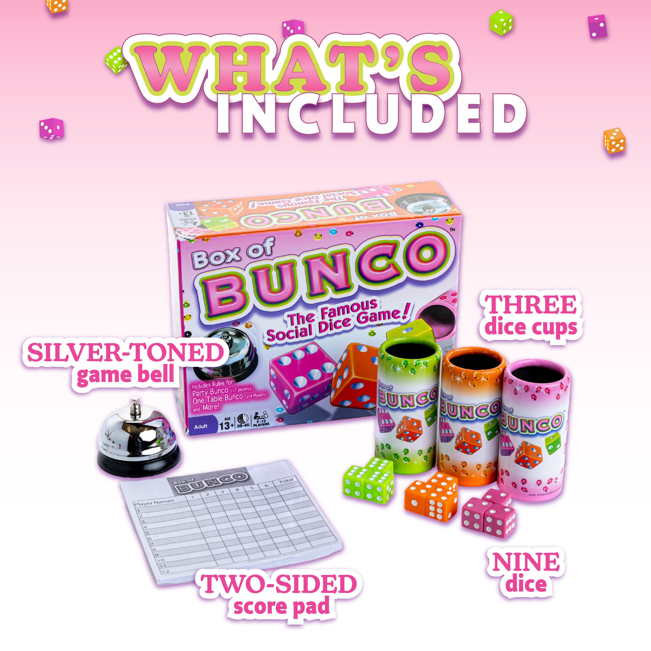 Continuum Games Retro Bunco Game Kit Party Box – Complete Set for 2-12 Players, Ages 13+