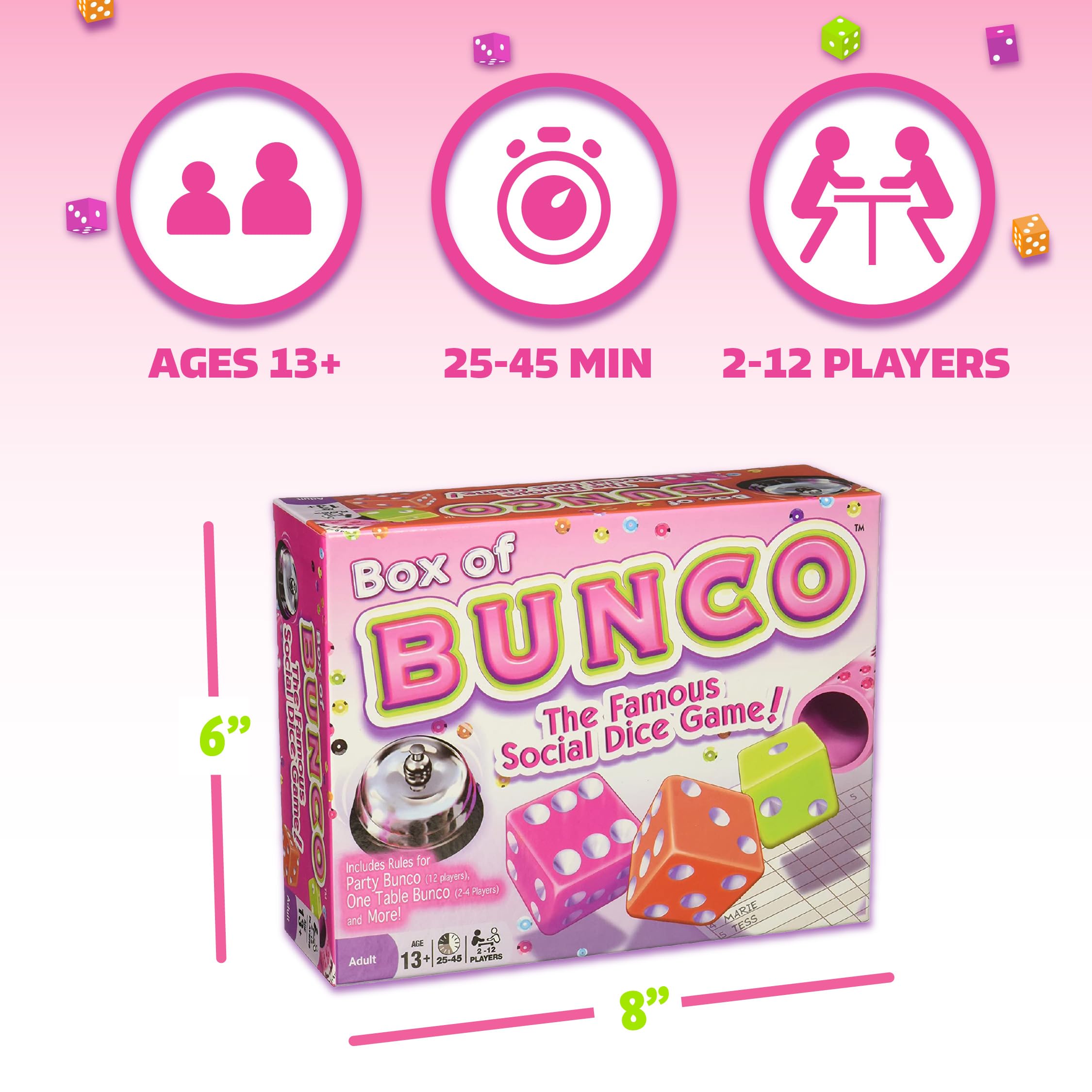 Continuum Games Retro Bunco Game Kit Party Box – Complete Set for 2-12 Players, Ages 13+
