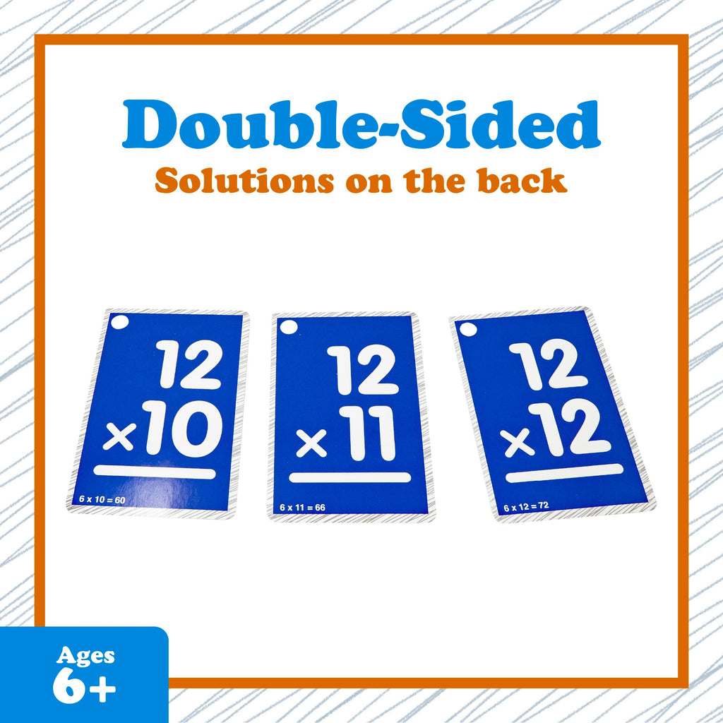 Continuum Learning 0-12 Multiplication Flash Cards - 156 Oversized Cards with Large Print and Keeper Clip