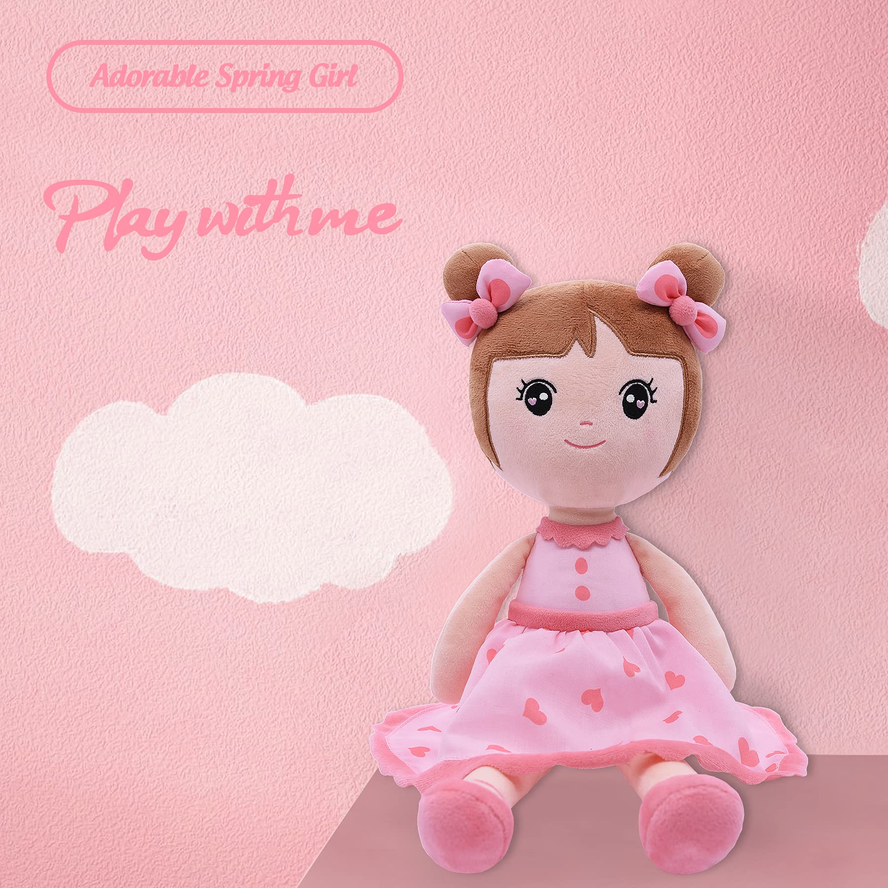 Conzy Stuffed Baby Doll 44cm - Super Soft Cuddly Plush Toy for Girls, Pink with Gift Bag