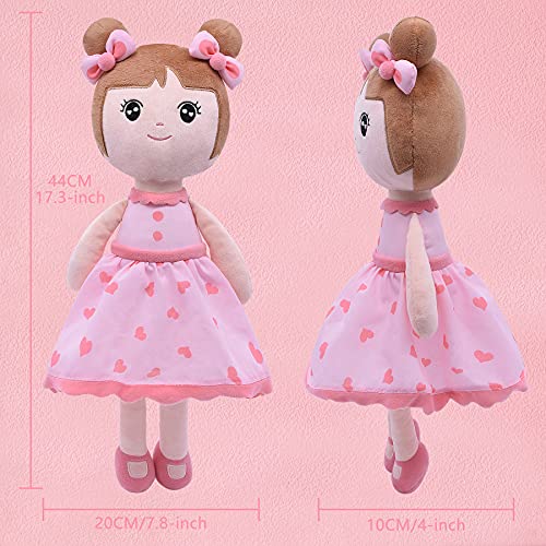 Conzy Stuffed Baby Doll 44cm - Super Soft Cuddly Plush Toy for Girls, Pink with Gift Bag
