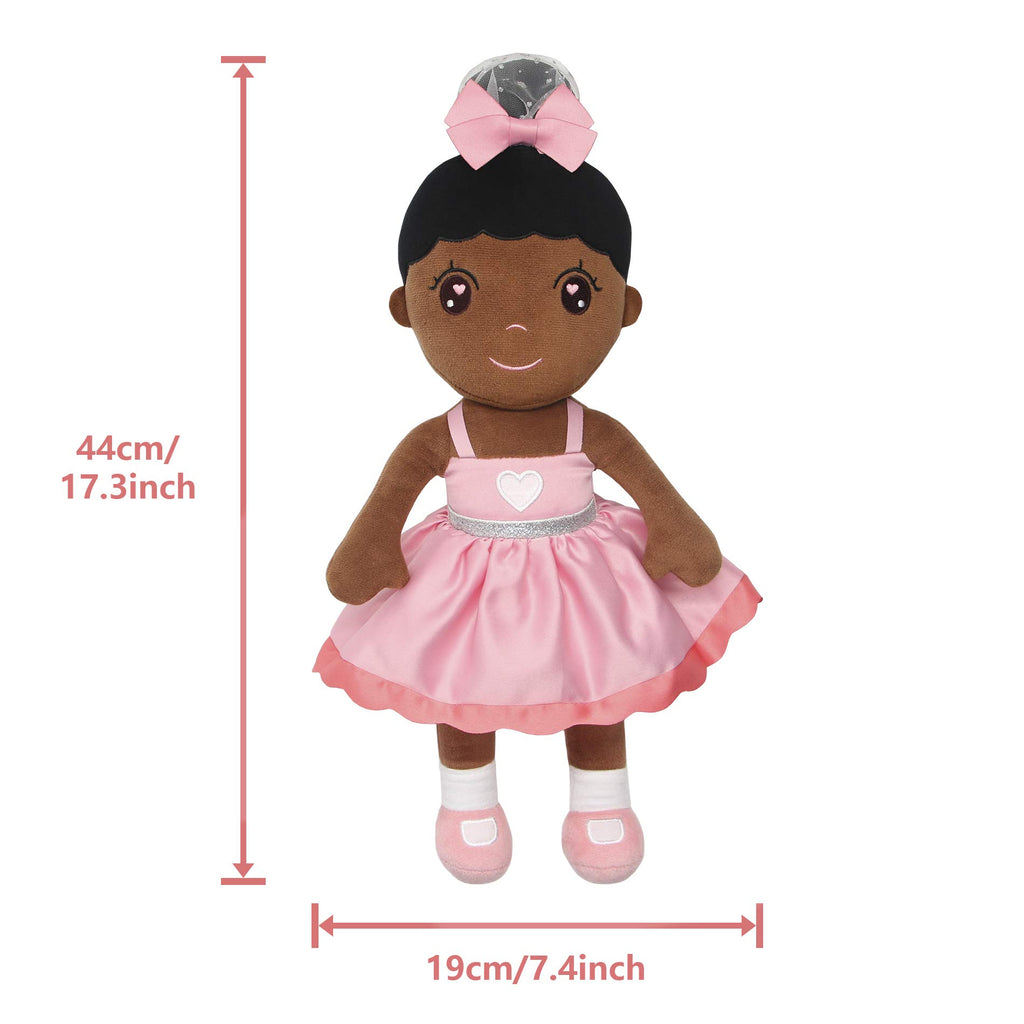 Conzy Stuffed Baby Doll for Girls – 44 cm (16.5 in) Super Soft Plush Toy with Gift Bag, Black Princess