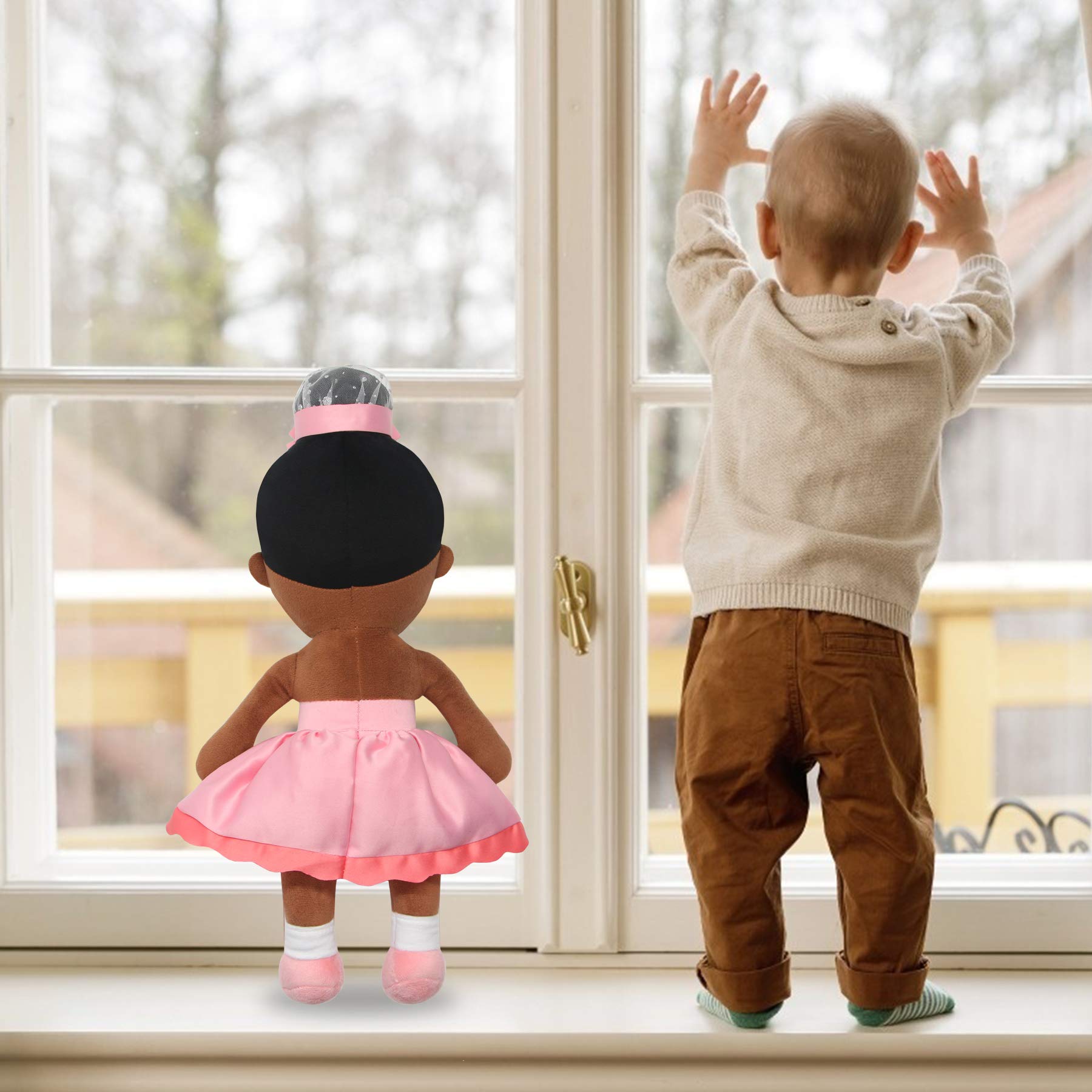 Conzy Stuffed Baby Doll for Girls – 44 cm (16.5 in) Super Soft Plush Toy with Gift Bag, Black Princess