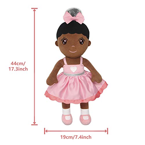 Conzy Stuffed Baby Doll for Girls – 44 cm (16.5 in) Super Soft Plush Toy with Gift Bag, Black Princess