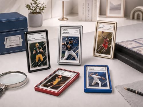 Coolbyl Aluminum Graded Card Slab Protector - Magnetic Closure, UV-Tempered Glass, Gold Finish