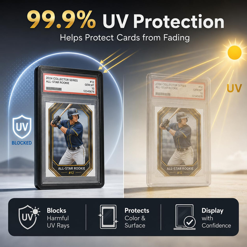 Coolbyl Black Aluminum Slab Guard with UV Glass – Magnetic Closure, Fits PSA Graded Cards