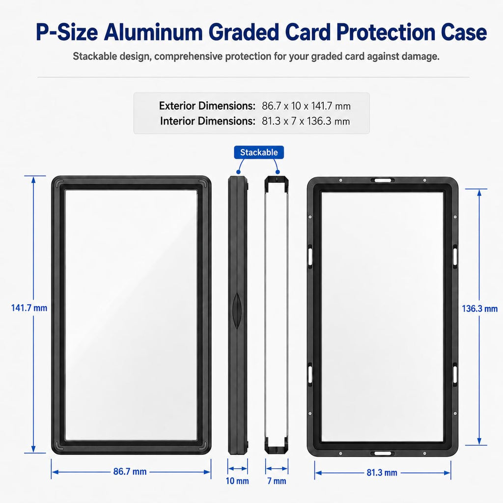 Coolbyl Black Aluminum Slab Guard with UV Glass – Magnetic Closure, Fits PSA Graded Cards