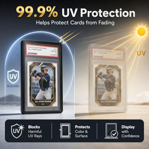 Coolbyl Black Aluminum Slab Guard with UV Glass – Magnetic Closure, Fits PSA Graded Cards