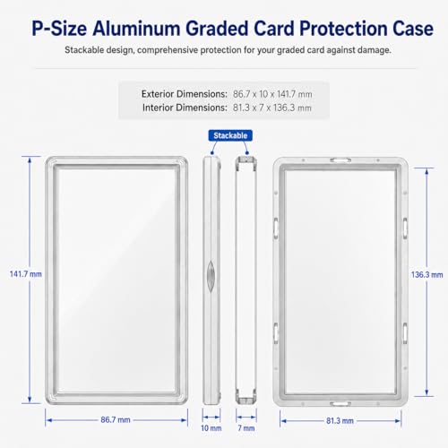 Coolbyl Magnetic Graded Card Slab Protector – Silver Aluminum Case with UV Tempered Glass