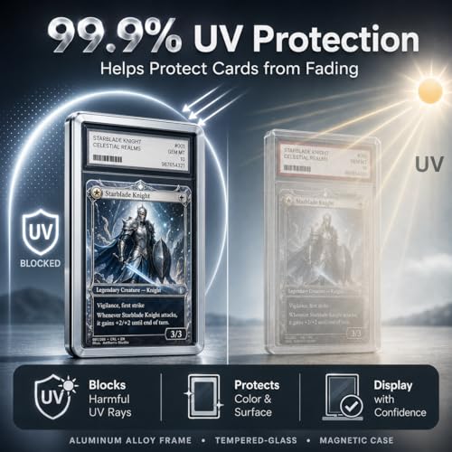 Coolbyl Magnetic Graded Card Slab Protector – Silver Aluminum Case with UV Tempered Glass