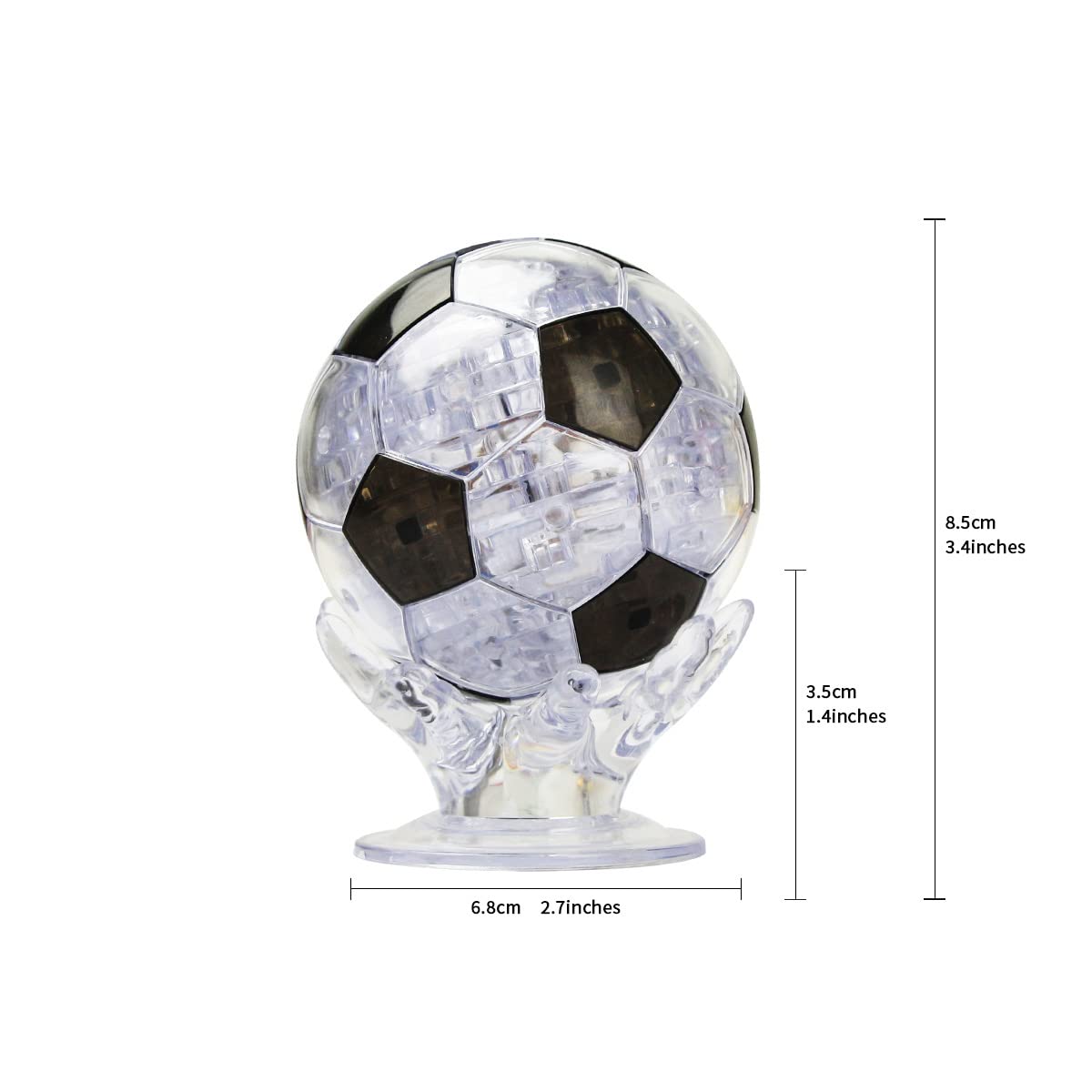 Coolplay 3D Crystal Soccer Ball Puzzle – 76 Pieces, Black & Transparent, Ages 14+