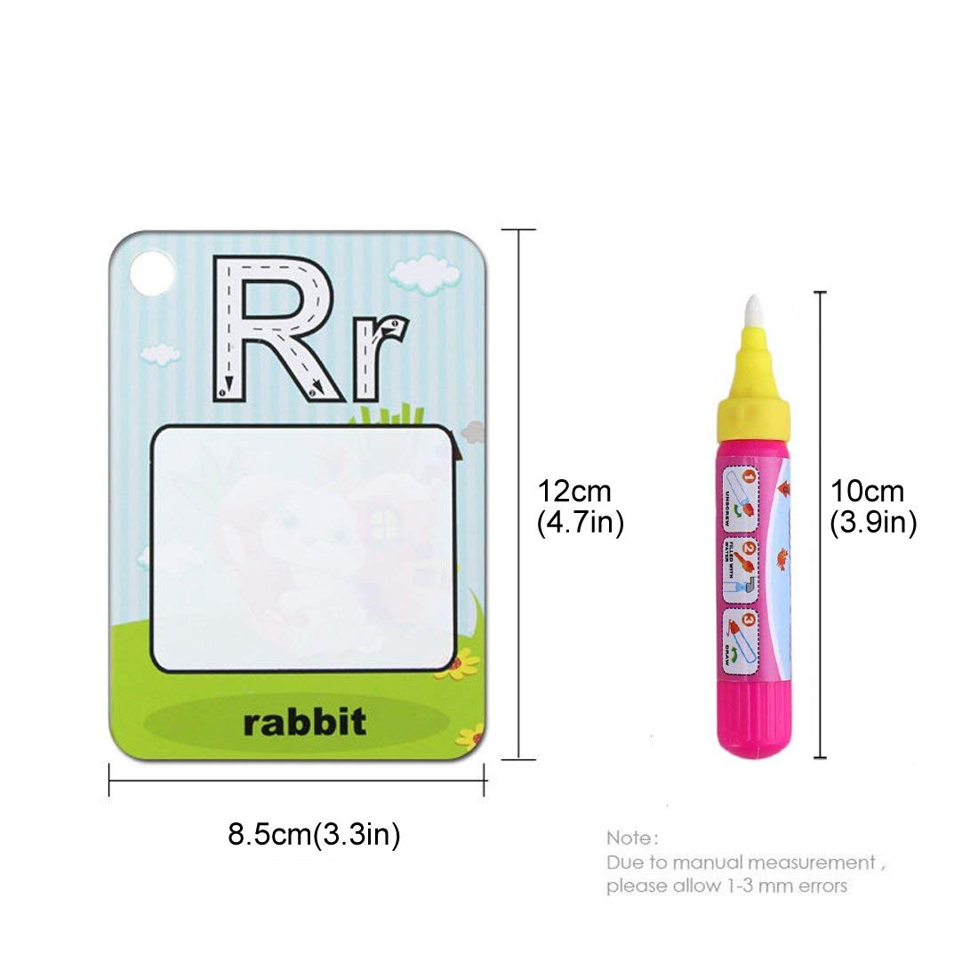 Coolplay A-Z 26 Alphabet Water Cards - Reusable Water Drawing Cards for Kids, Educational Travel Toy with 2 Magic Pens