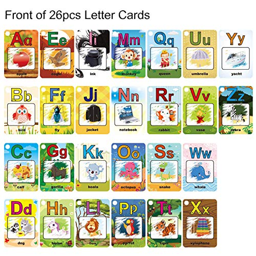 Coolplay A-Z 26 Alphabet Water Cards - Reusable Water Drawing Cards for Kids, Educational Travel Toy with 2 Magic Pens