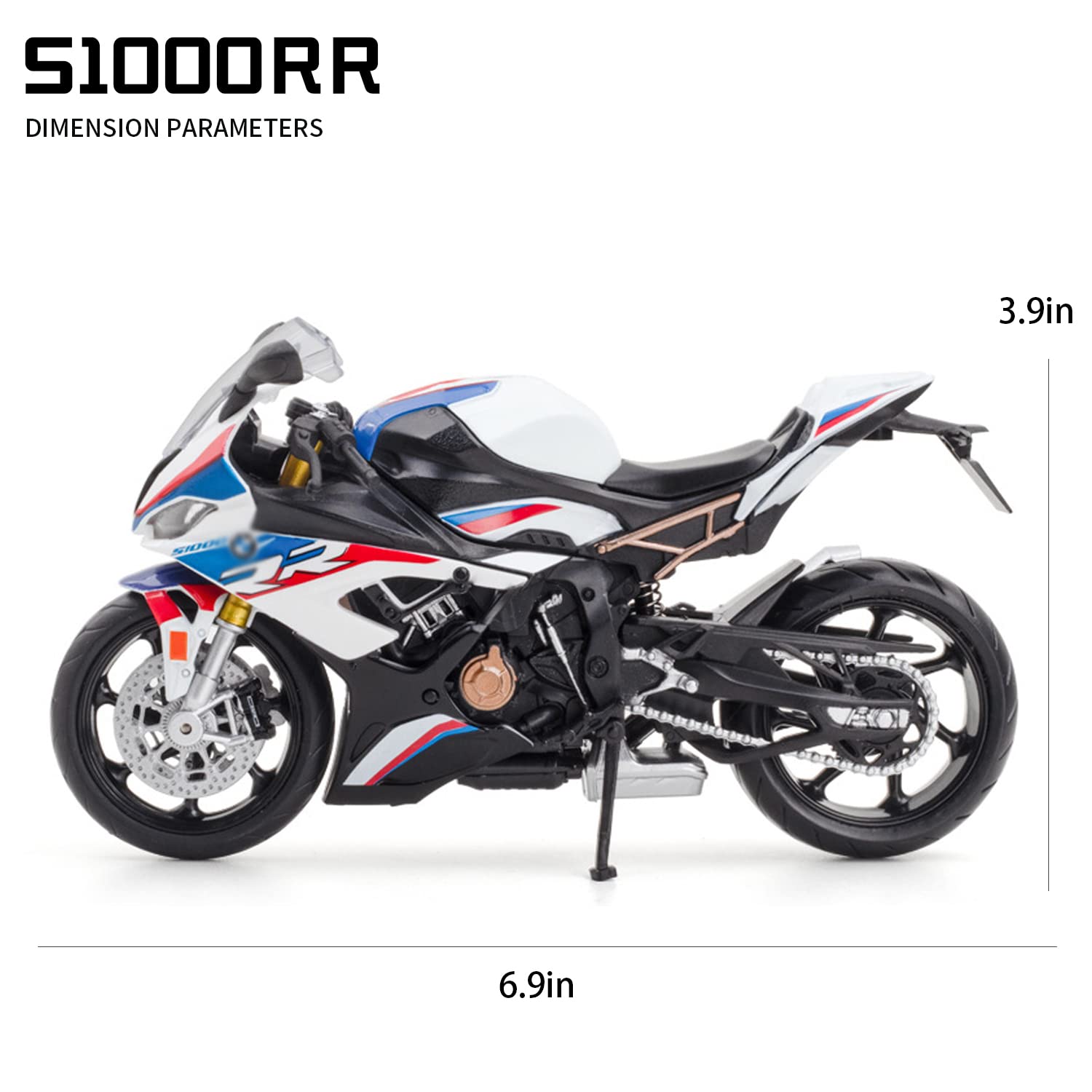 COOLPUR 1:12 Die Cast S1000RR Motorcycle Model - Realistic Blue Toy with Sound & Light