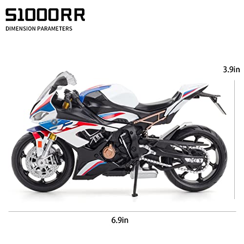 COOLPUR 1:12 Die Cast S1000RR Motorcycle Model - Realistic Blue Toy with Sound & Light