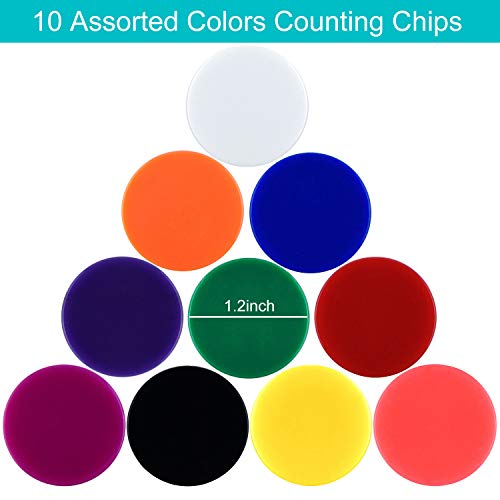 Coopay 200-Piece Plastic Learning Counters Bingo Chips – 10 Colors, 1.2 Inch Discs for Math Practice & Games