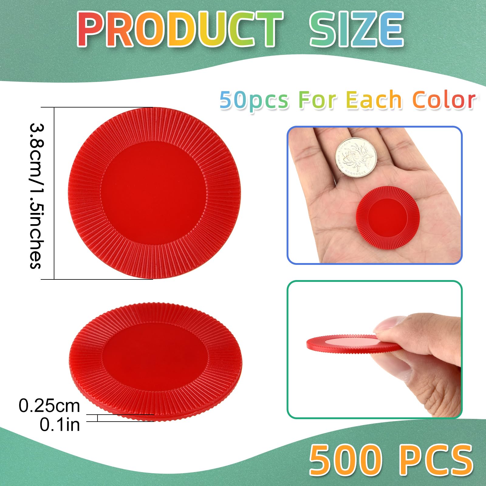 Coopay 250 Plastic Poker Chips 1.5 Inch 10 Colors Bingo Counters Math Learning Tokens