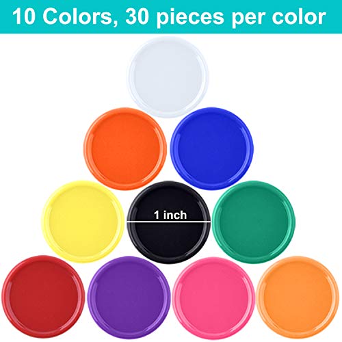 Coopay 300-Piece Bingo Chips Bulk – 1-Inch Plastic Counters in 10 Colors for Math Practice and Games