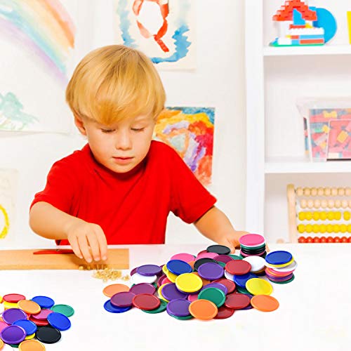Coopay 300-Piece Bingo Chips Bulk – 1-Inch Plastic Counters in 10 Colors for Math Practice and Games