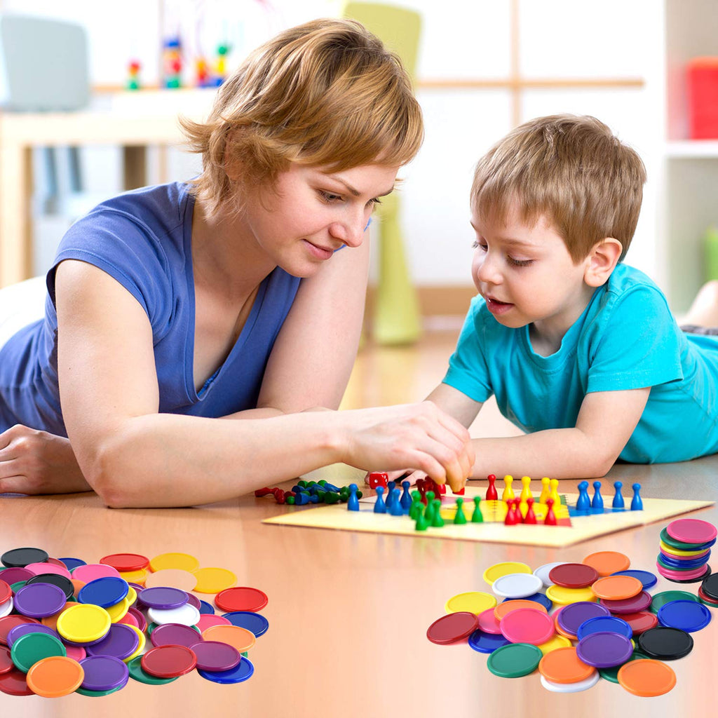 Coopay 300-Piece Bingo Chips Bulk – 1-Inch Plastic Counters in 10 Colors for Math Practice and Games