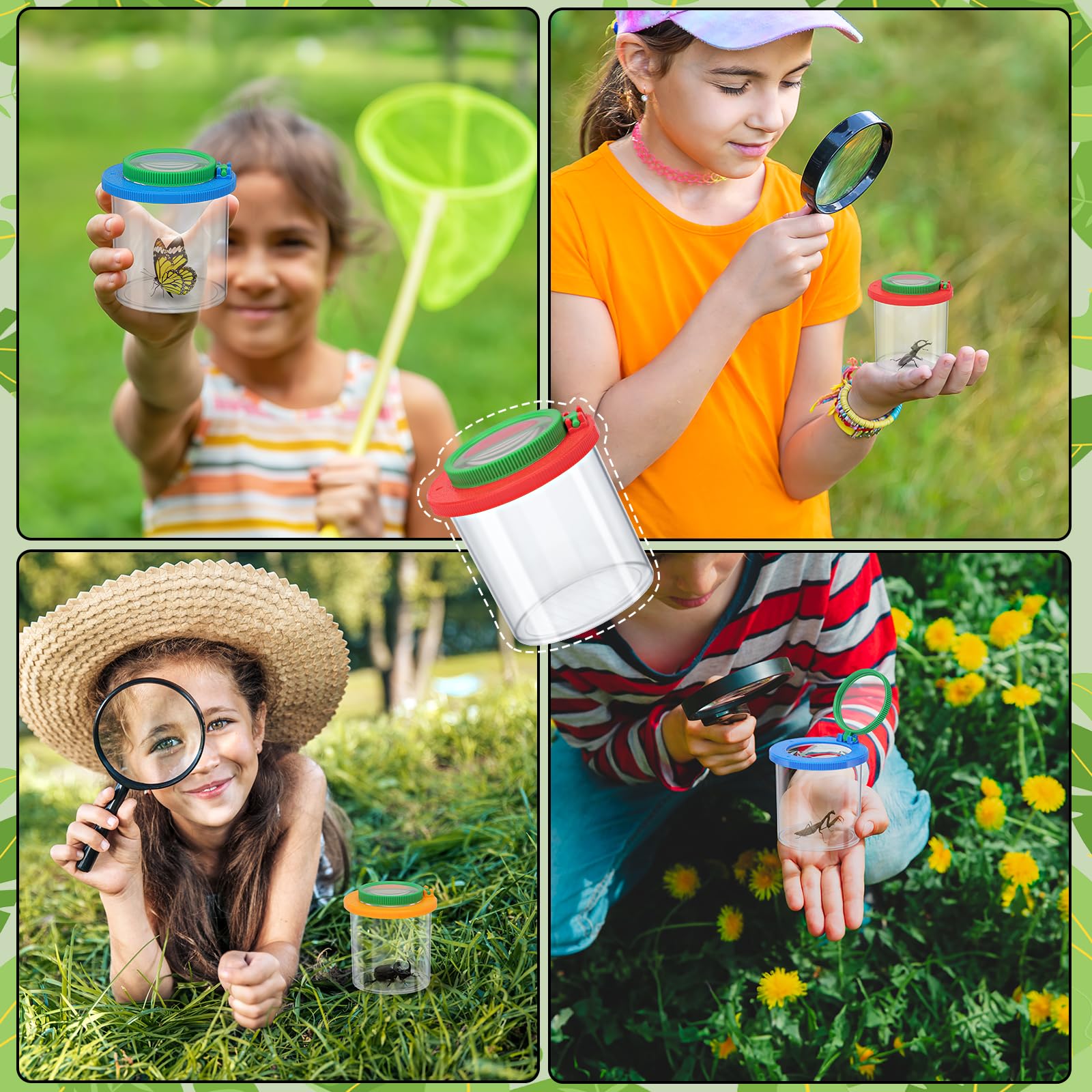 Coopay 4-Piece Magnifying Insect Box Set – Bug Viewer with 3x & 6x Lenses for Kids