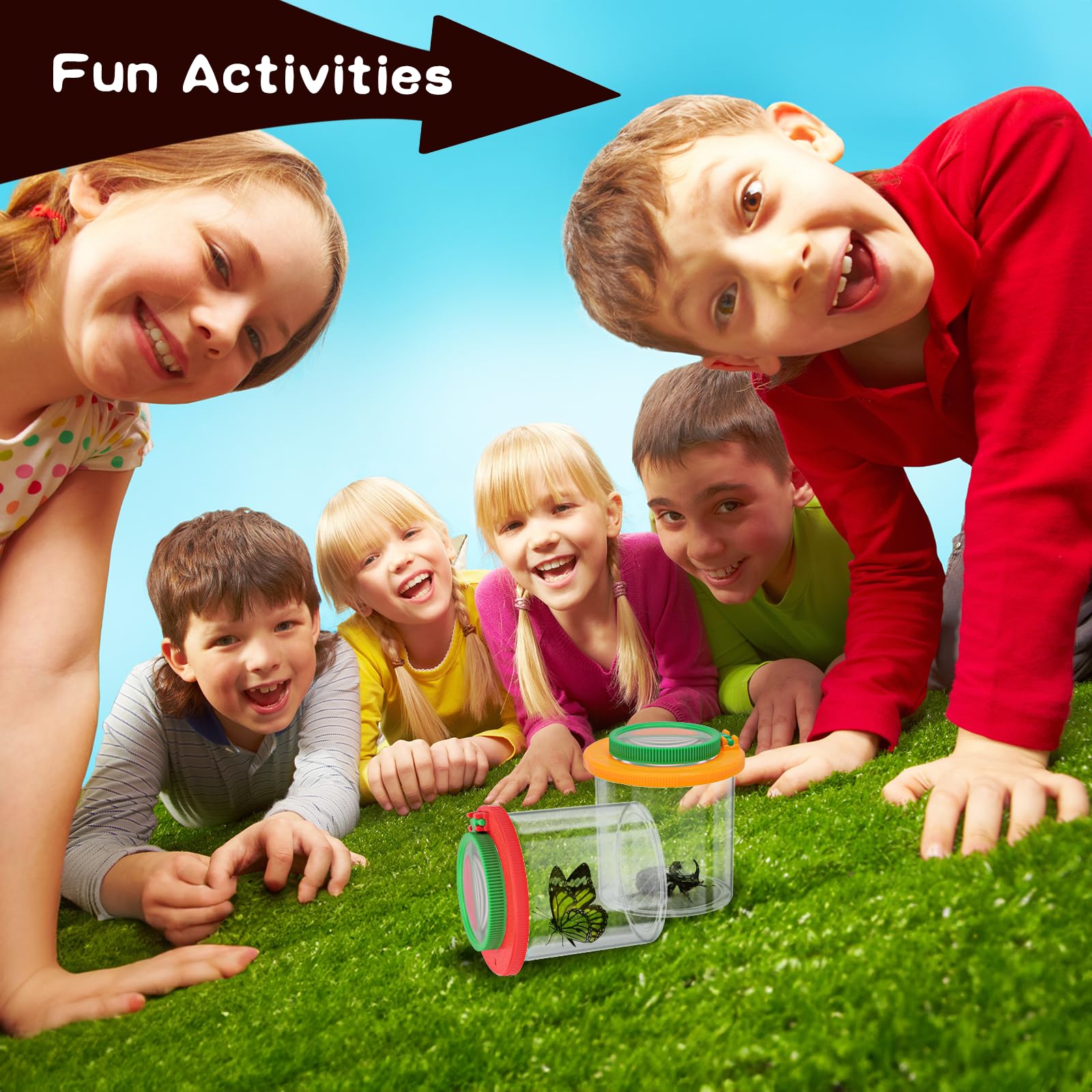Coopay 4-Piece Magnifying Insect Box Set – Bug Viewer with 3x & 6x Lenses for Kids