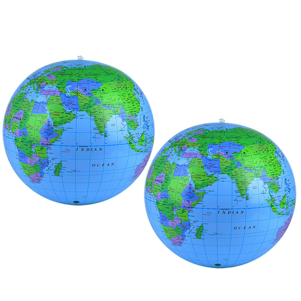 Coopay Inflatable World Globe (2 Pack) – 12-Inch PVC Earth Beach Ball for Teaching & Outdoor Play
