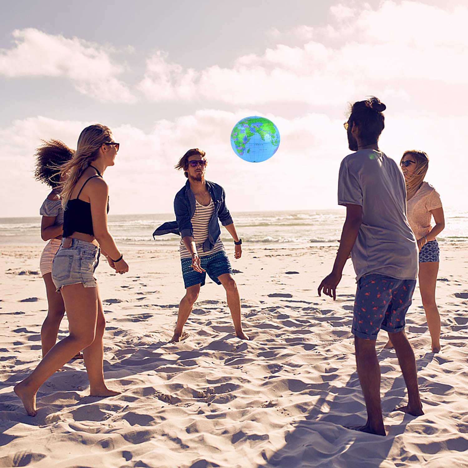 Coopay Inflatable World Globe (2 Pack) – 12-Inch PVC Earth Beach Ball for Teaching & Outdoor Play