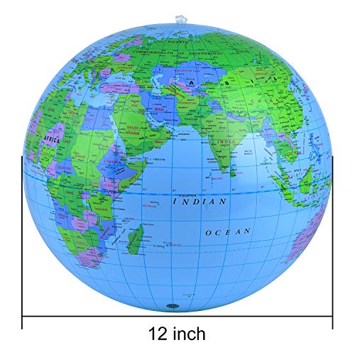 Coopay Inflatable World Globe (2 Pack) – 12-Inch PVC Earth Beach Ball for Teaching & Outdoor Play
