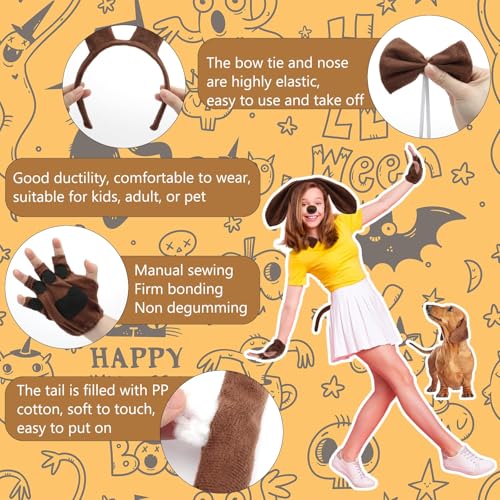Coopay Puppy Dog Costume Set – 5-Piece Headband, Bow Tie, Tail, Fake Nose, and Paw Gloves