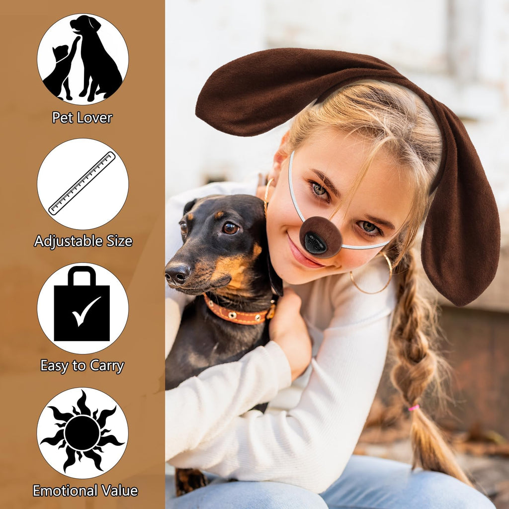 Coopay Puppy Dog Costume Set – 5-Piece Headband, Bow Tie, Tail, Fake Nose, and Paw Gloves