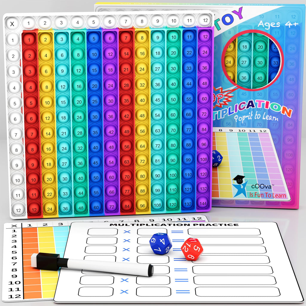 COOVA Multiplication Pop It – 12x12 Times Table Math Game Board for Kids Learning