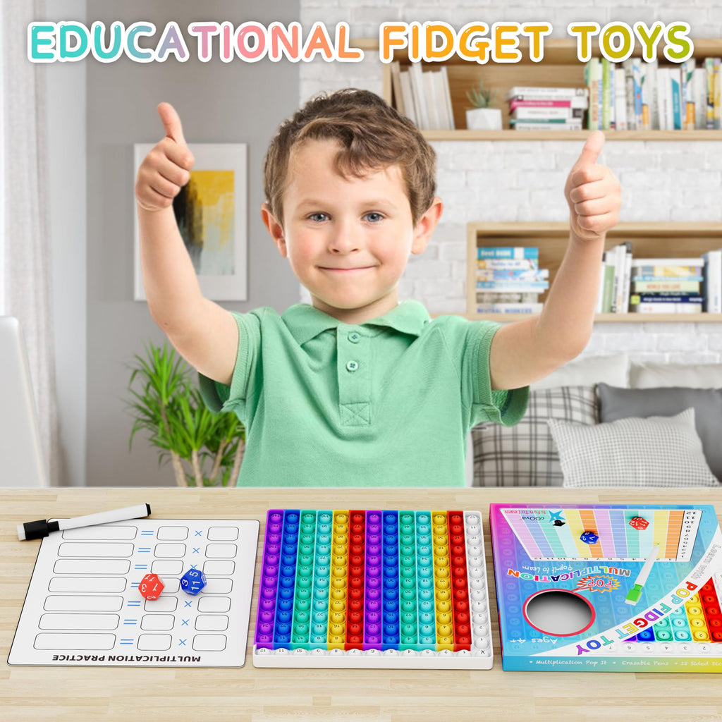COOVA Multiplication Pop It – 12x12 Times Table Math Game Board for Kids Learning