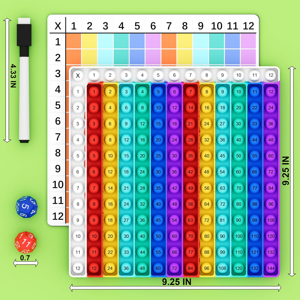 COOVA Multiplication Pop It – 12x12 Times Table Math Game Board for Kids Learning