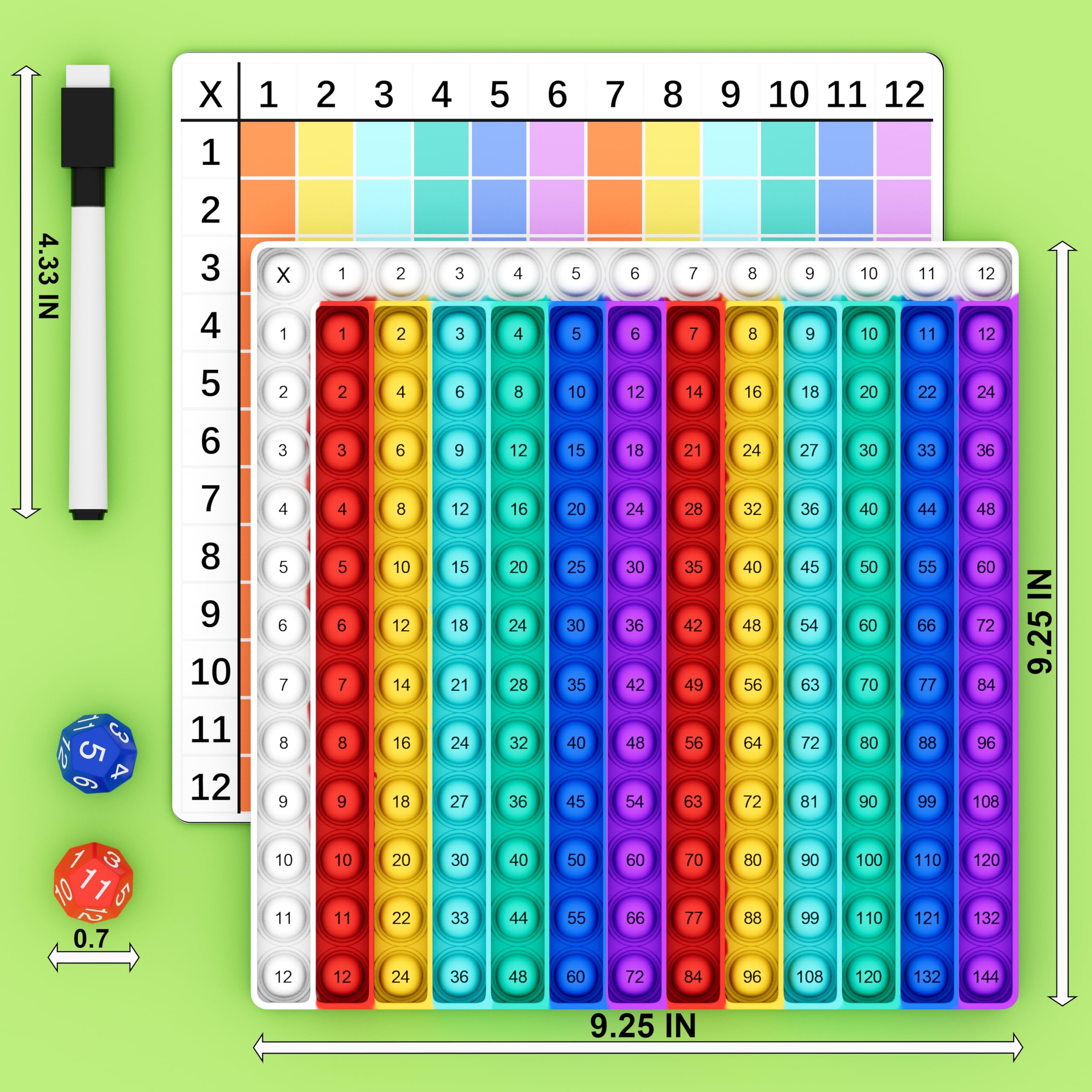 COOVA Multiplication Pop It – 12x12 Times Table Math Game Board for Kids Learning
