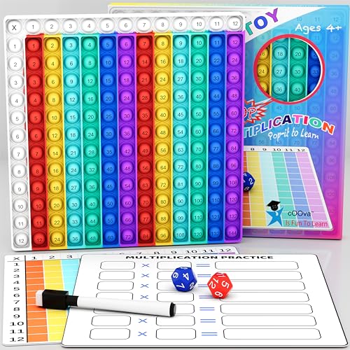COOVA Multiplication Pop It – 12x12 Times Table Math Game Board for Kids Learning