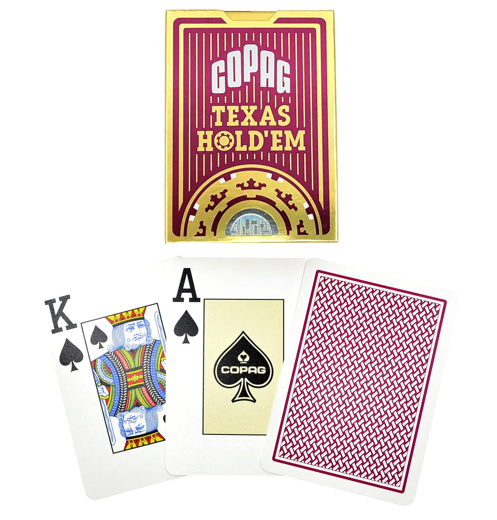 Copag Red Jumbo Index Poker Size Playing Cards – Durable PVC Single Deck for Texas Hold'em