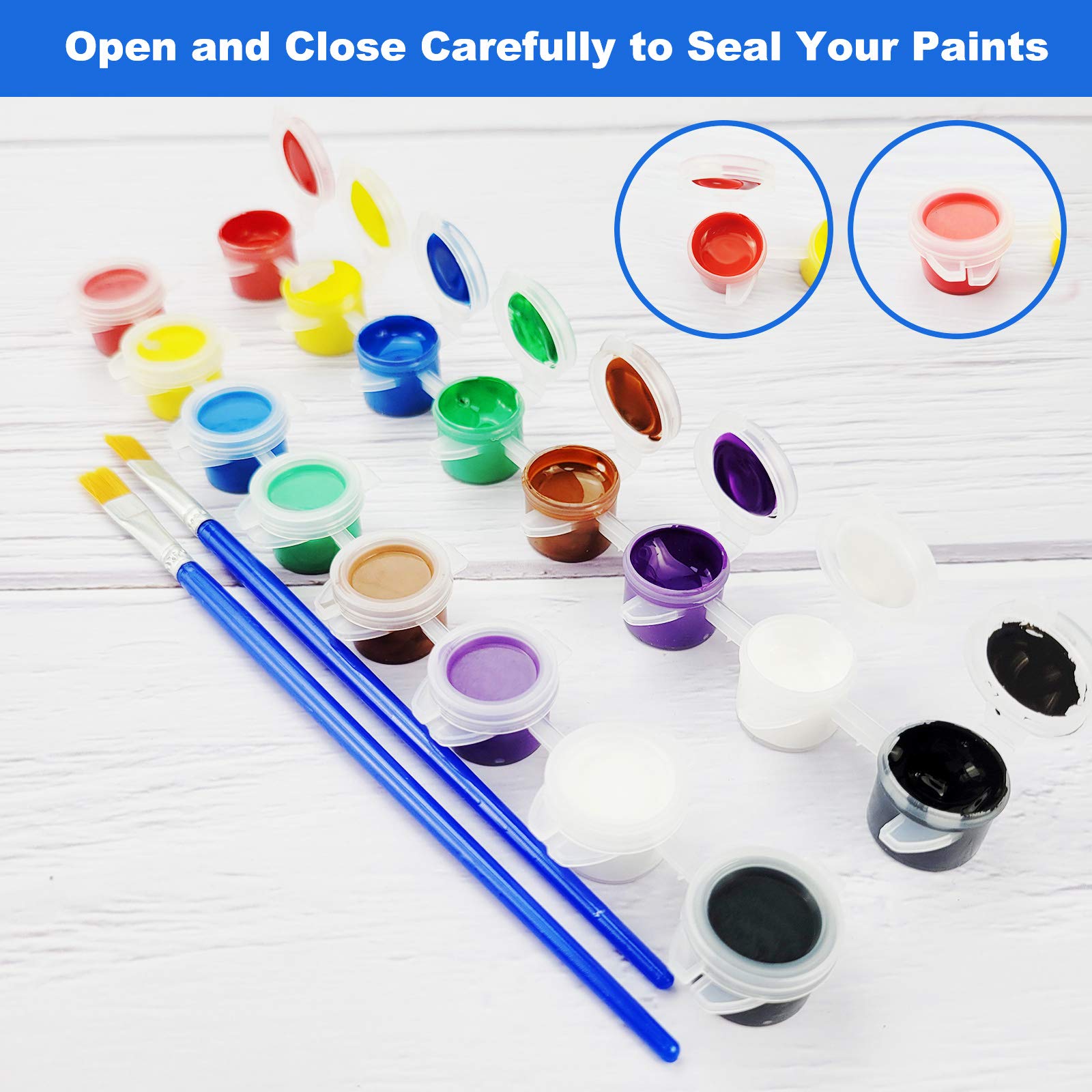 COSBAY Acrylic Paint Strips - 12 Bulk Sets of 8 Washable Colors with 12 Brushes, Non-Toxic Art Supplies for Kids & Adults, Party Favors