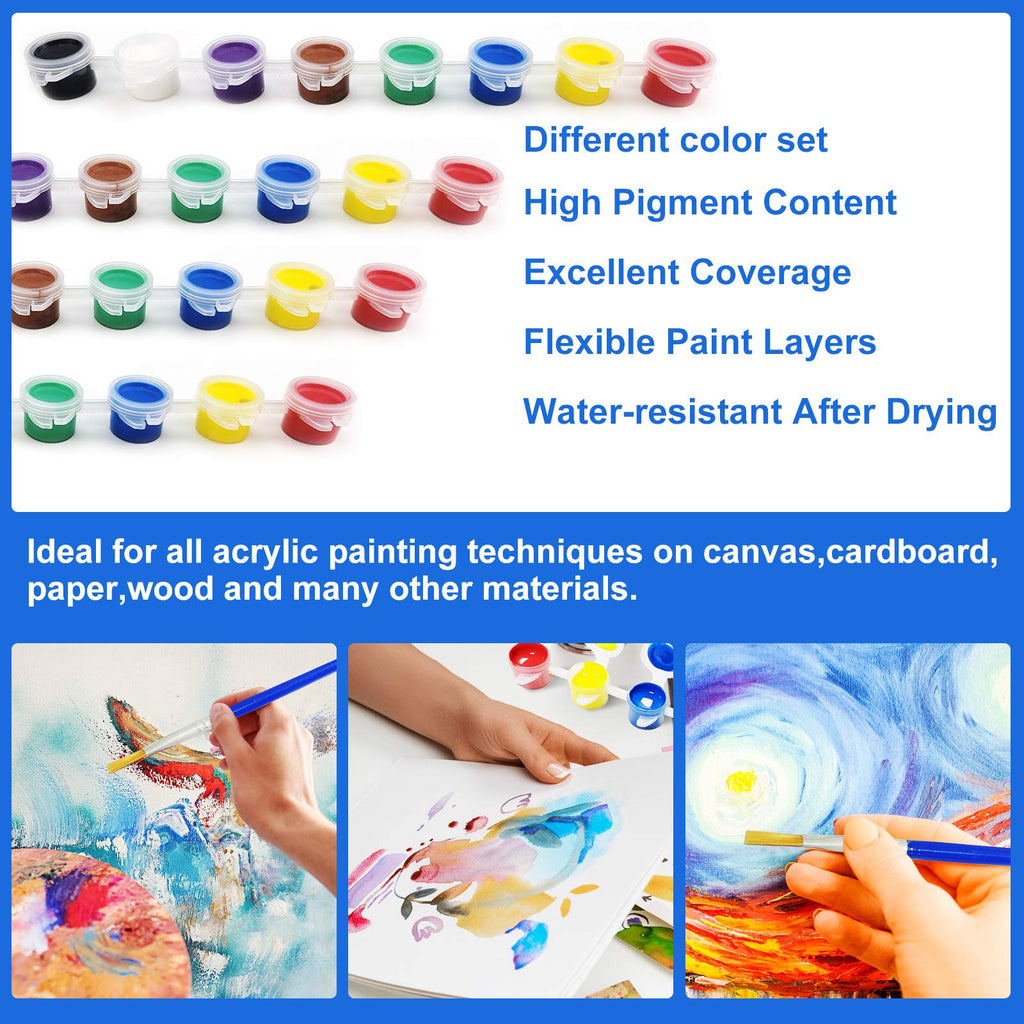 COSBAY Acrylic Paint Strips - 12 Bulk Sets of 8 Washable Colors with 12 Brushes, Non-Toxic Art Supplies for Kids & Adults, Party Favors