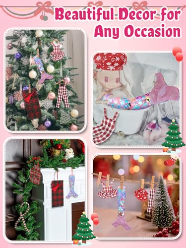 Cosweet Christmas Elf Doll Clothes Set - 8-Piece Outfit with Mermaid Skirt, Sleeping Bag, Chef Hat, Apron, Overalls, Dress, Glasses, Scarf