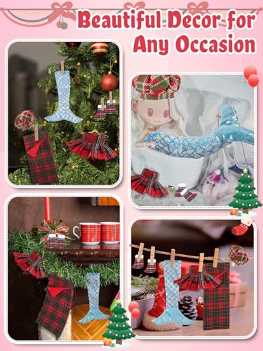 Cosweet Elf Doll Mermaid Chef Outfit Set - Includes Sleeping Bag, Apron, Skirt, Top, Shoes, Blue Mermaid Skirt - Christmas Decor Gift (Doll Not Included)