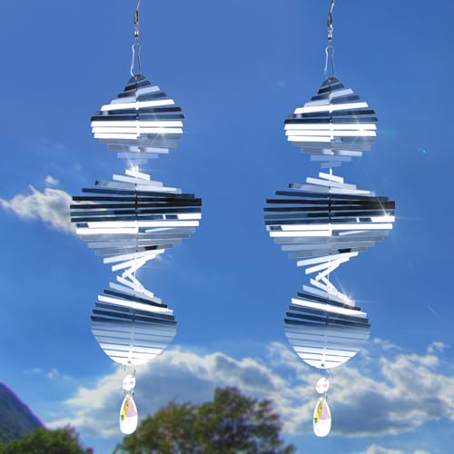 CosyCorner Helicoid-Silver Metal Wind Spinner – 8x12-Inch Outdoor Garden Decoration