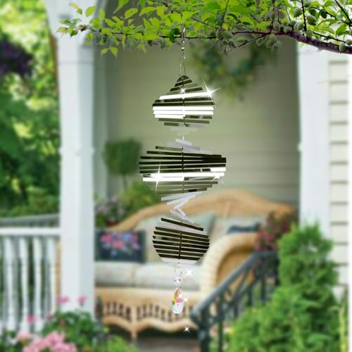 CosyCorner Helicoid-Silver Metal Wind Spinner – 8x12-Inch Outdoor Garden Decoration